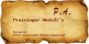 Preininger Abdiás névjegykártya